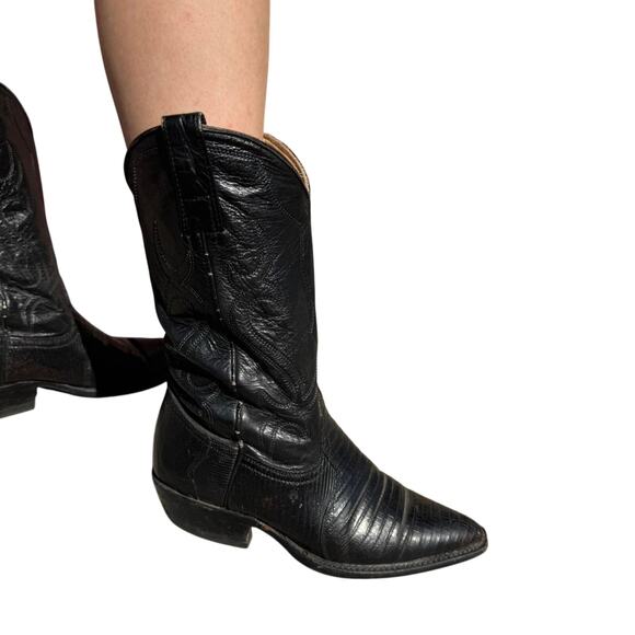 Vintage Black Snakeskin Cowgirl Boots Women’s Size 7 | Western Rodeo Boho - Picture 1 of 7